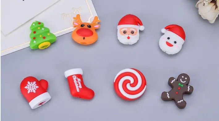Рождество День Силиконовая защита для usb-кабеля мультфильм фестиваль зарядное устройство провода намотки рукав Coque для iPhone 6 7 8 Plus