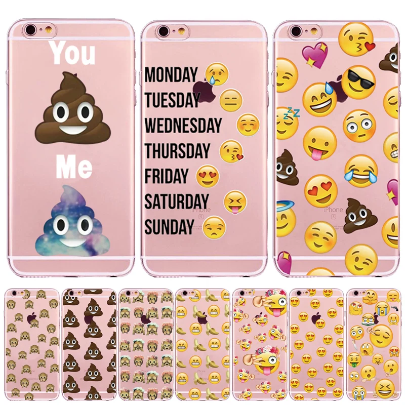 

New Case For iPhone 5 5s SE 6 6s 7 8 Cartoon Face Facebook Emoji Emoticons Monkey Animals Painted Soft TPU Clear Silicon Cover