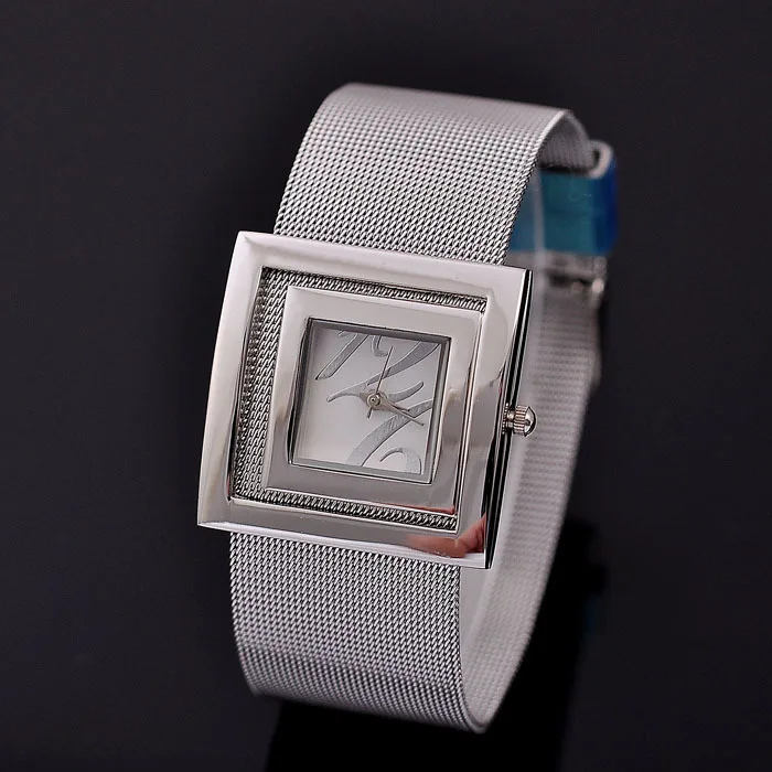 Квадратный серебряный браслет часы для женщин Япония кварц полный сталь сетка браслет наручные часы Аналоговые моды платье часы Reloj NW1763