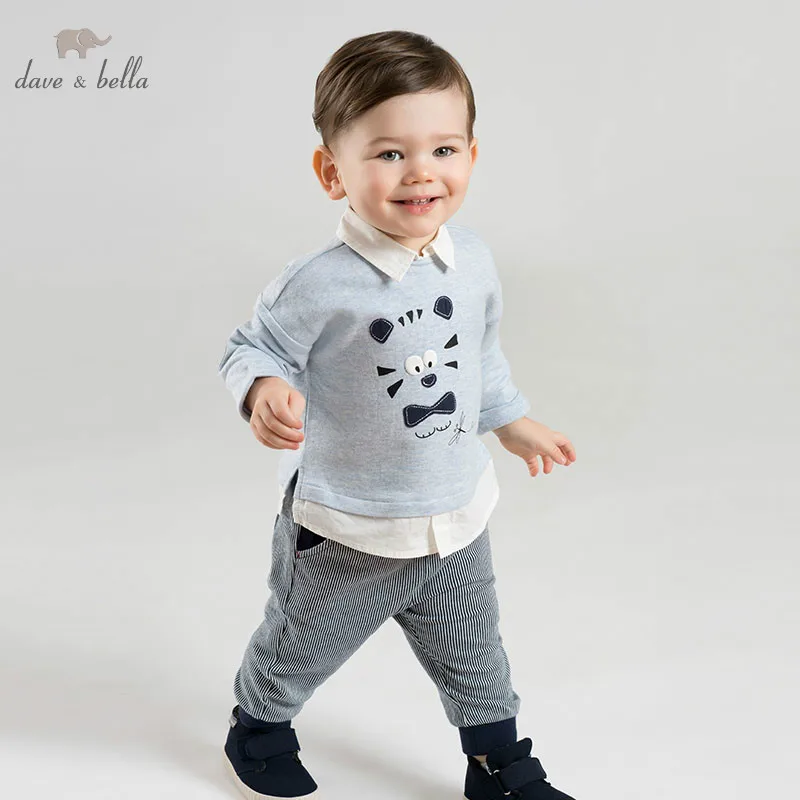 DBJ9900 dave bella/весенние комплекты с модным принтом для маленьких мальчиков детские комплекты одежды с длинными рукавами детский костюм из 2 предметов