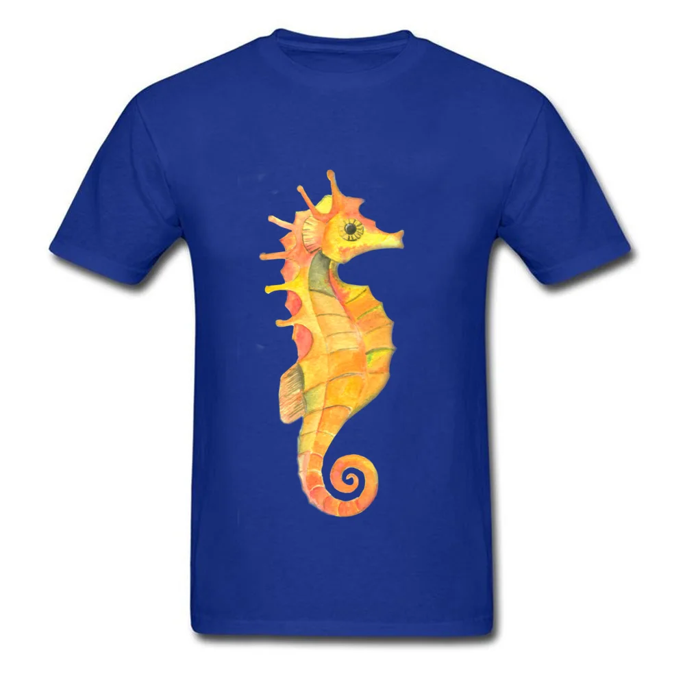 Yellow Seahorse (Hippocampus)_blue