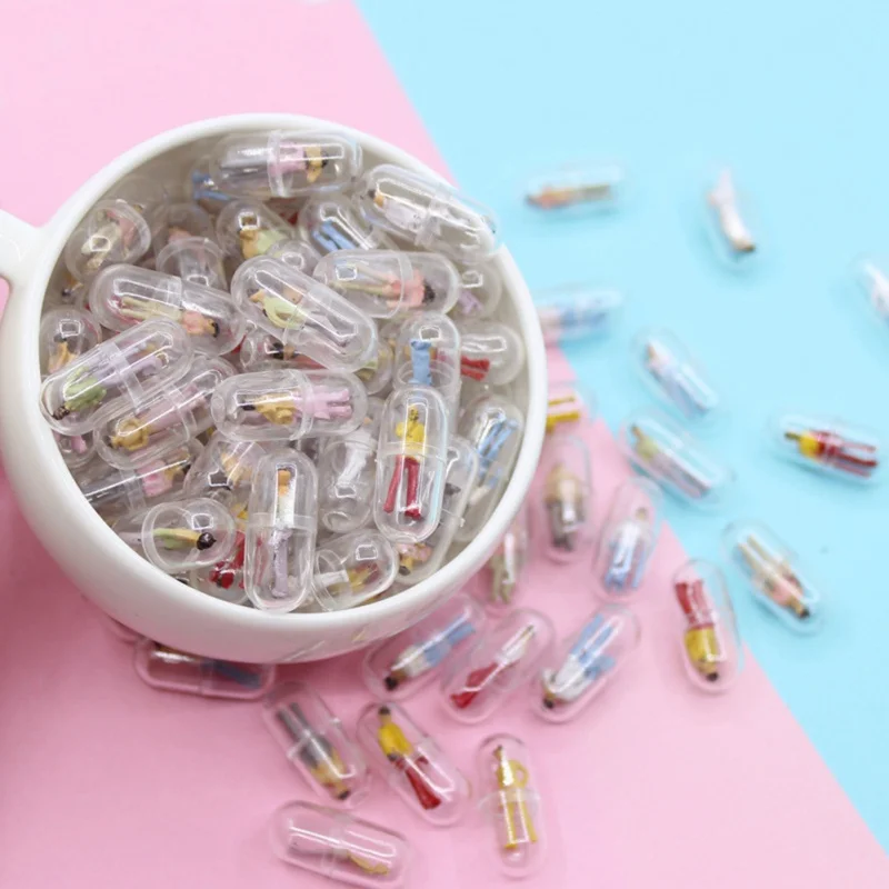 

60PCS Transparent Capsules Pills DIY Mobile Shell Accessories Crystal Epoxy Pill Cases Bottle Splitters Figurines DIY Accessorie