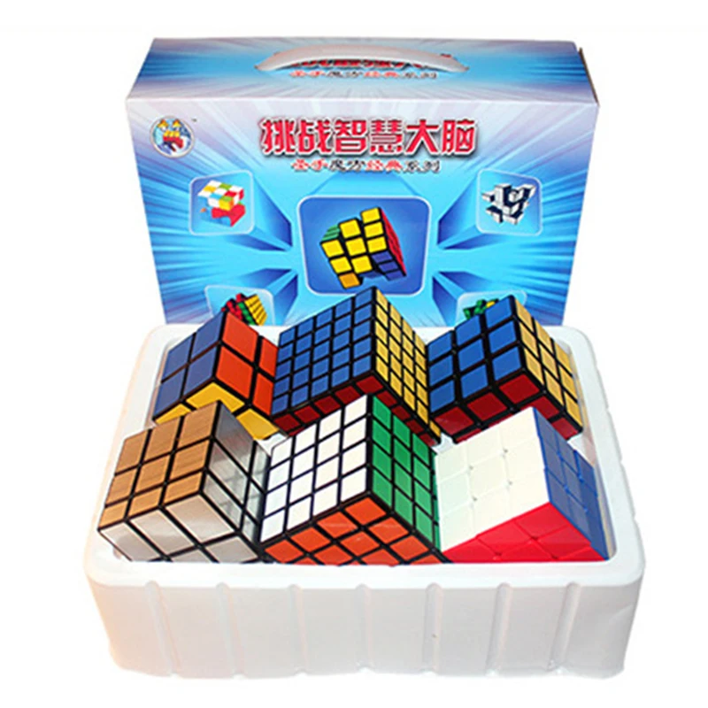 Qiyi Mofangge 4 шт./компл. Magic Cube подарочный набор, 2x2x2, 3x3x3, 4x4x4, 5x5x5 цветной спидкуб Megaminx Профессиональный кубики забавные игрушки для малышей - Цвет: 6pcs set