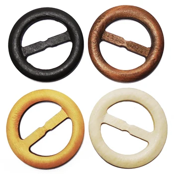 

ZIEENE 100PCs Hot Mixed 4 Colors Wood Belt Buckle Big 60mm Wooden Buttons Sewing Scrapbooking For Wedding Women Girdle Waistband