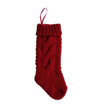 

10pcs/lot free shipping europe style christmas stocking solid knitted gift bag Santa Claus Candy Gift Bag Xmas gift bag