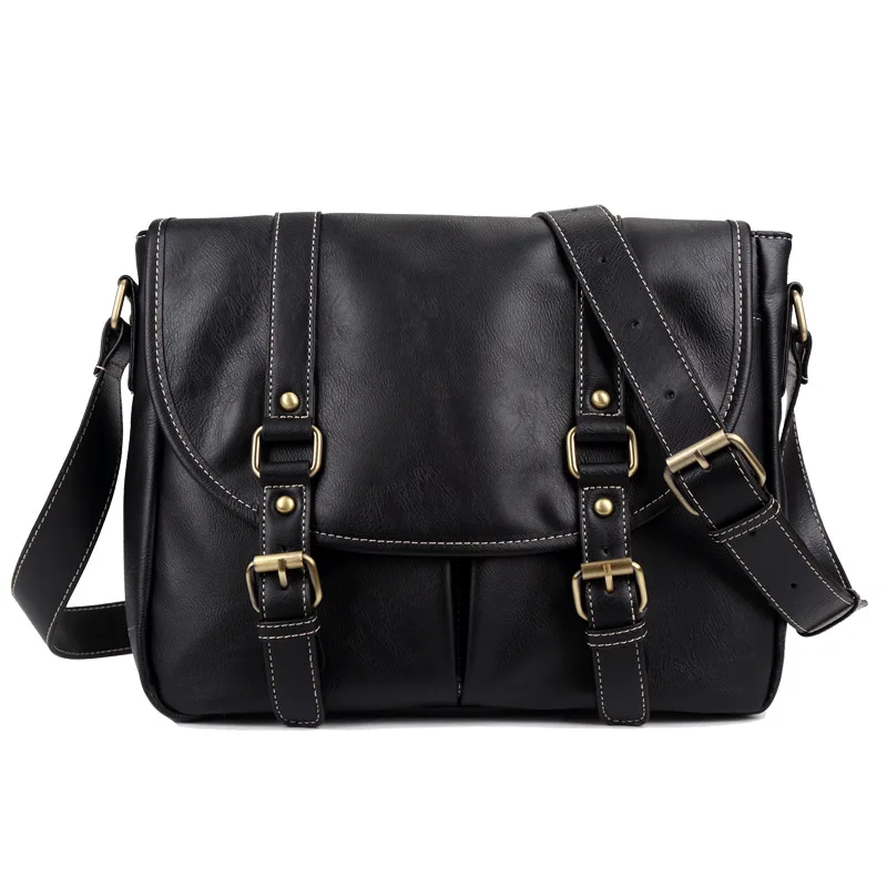Модная мужская сумка, сумка через плечо из искусственной кожи, сумки-мессенджеры через плечо, деловая повседневная мужская сумка, высокое качество - Цвет: black