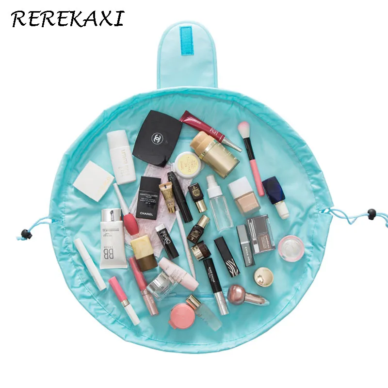 

REREKAXI Women's Drawstring Lazy Cosmetic Bag Travel Pouch Lady's String Make Up Bag Organizer Toiletries Storage Toilet Bags