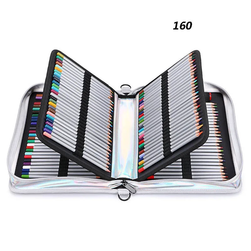 Couro do Plutônio Case de Lápis a Laser Criativo Buracos Grande Pencilcase Penal Luxo Caneta Bolsa Caixa Escritório Escola Papelaria 160 Mod. 114715 27 a laser 160 buracos grande pencilcase penal