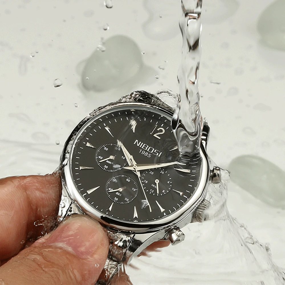 NIBOSI رجل الرياضة الساعات الرجال أعلى العلامة التجارية الفاخرة سات ساعة كوارتز التلقائي التاريخ ساعة الذكور الجيش العسكرية للماء ساعة معصم