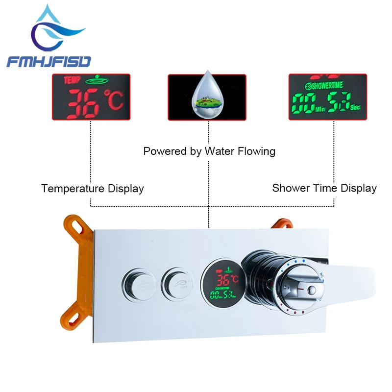 Температура цифровой Дисплей тройной термостатический картриджи, клапан Ванная комната 2 Way катридж клапан для душа, регулирующие краны от производителя Панель