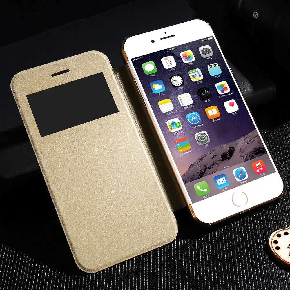 Роскошный флип кейс KISSCASE из искусственной кожи для iPhone 7 Plus чехол с умным окошком