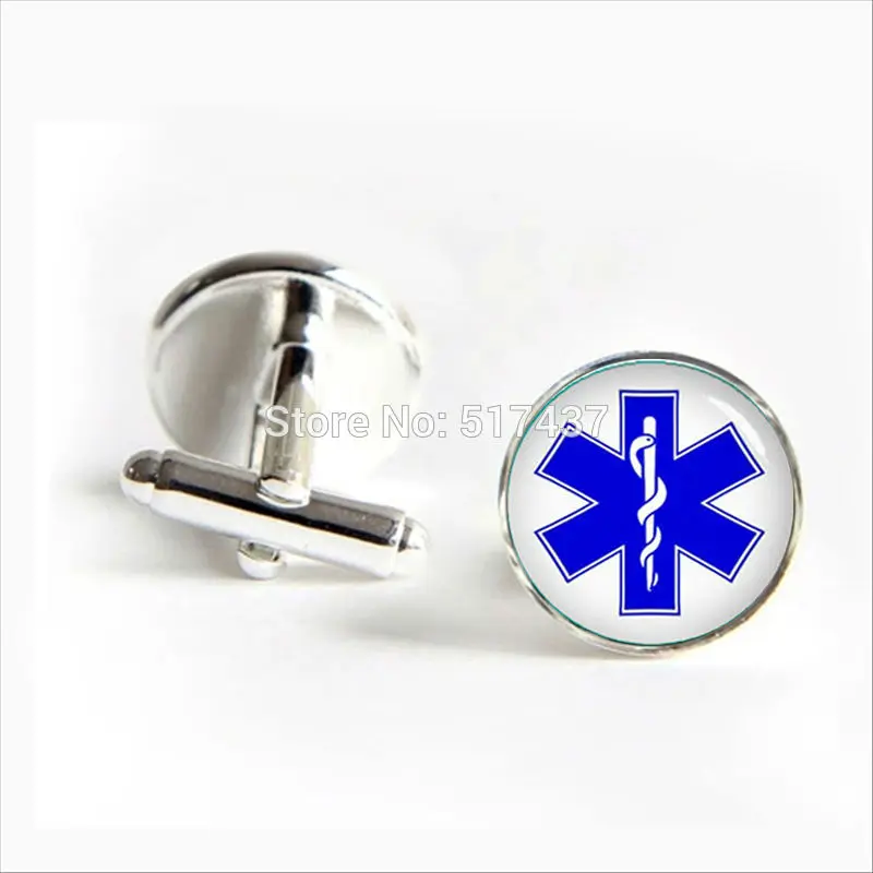 

2018 New Fashion Star of Life Cufflinks Star of Life Cuff link Silver Cufflinks For Mens brand Cuff Button