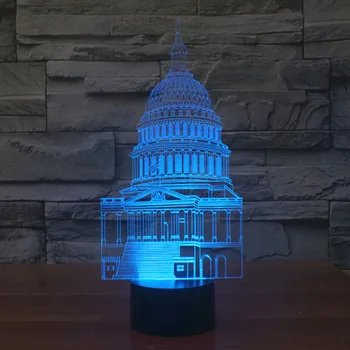 

3D illusion bulbing LED Night Light 7 Color Change Touch Switch LED Table Desk Lamp Novelty Lighting White House light