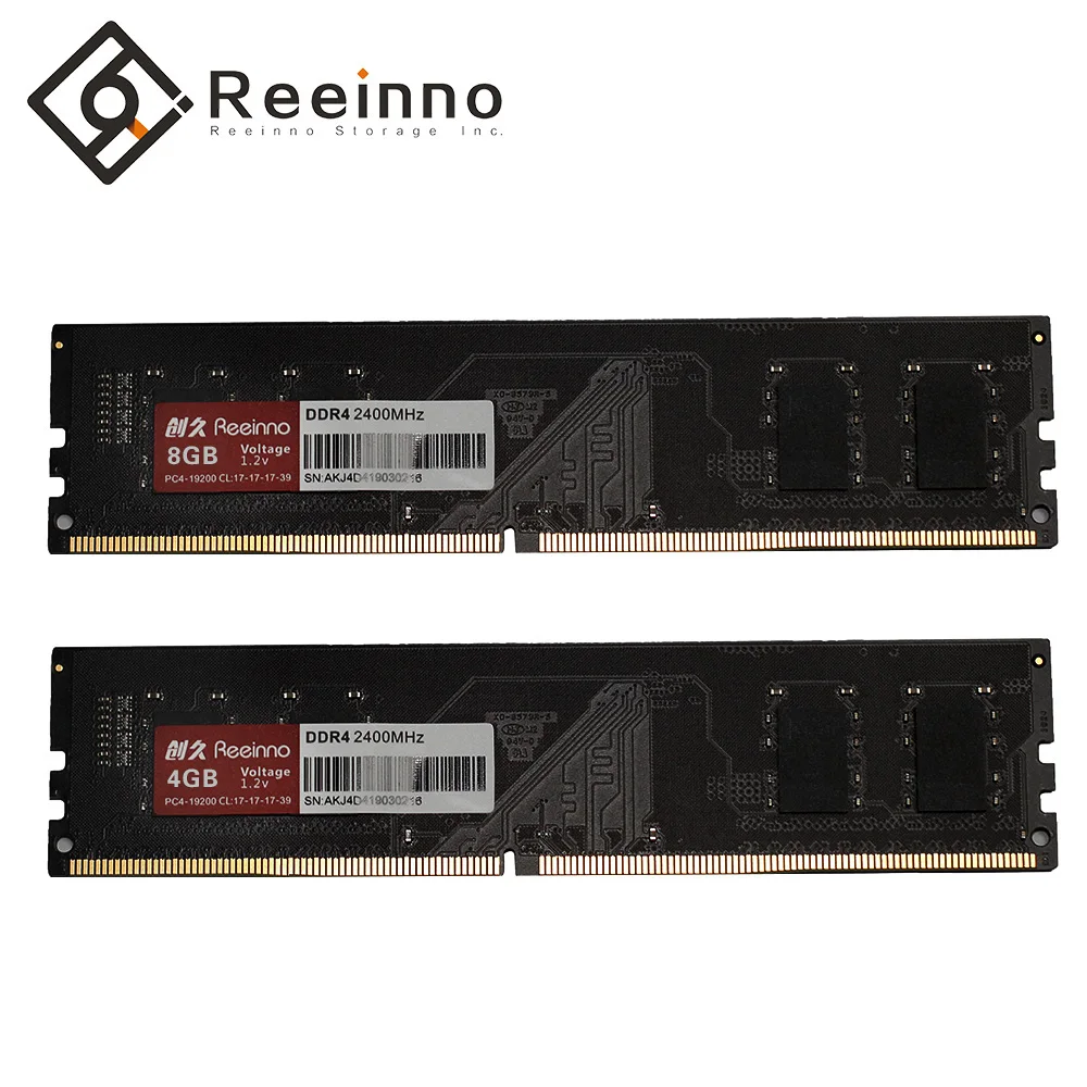 Reeinno оперативной памяти DDR4, объемом памяти 4 ГБ/8 ГБ 2400 МГц 1,2 V 288pin PC4-19200 17-17-17-39 CL = 17 Интерфейс высокоскоростной Одиночный модуль оперативной памяти DIMM fordesktop