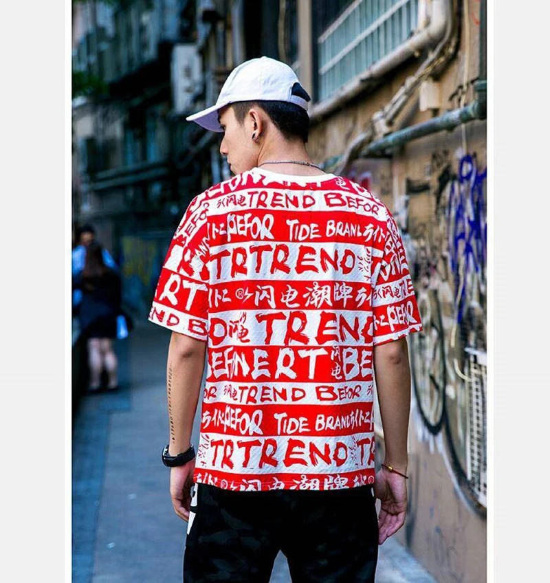 Oversized Mens Graffiti t Shirt Hip Hop Print Hipster Tshirt Men Fashions Street Style  (25)