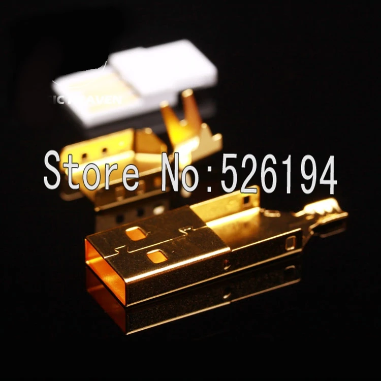 

Set Phosphor bronze USB A to B Soldering Adapter Plug 24k 3U Gold Plated Hifi For Diy USB cable