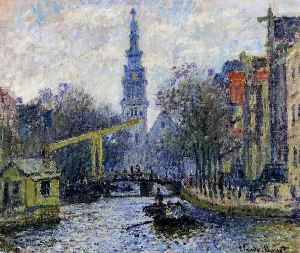 

100% handmade landscape oil painting reproduction on linen canvas, canal-in-amsterdam By claude monet,oil painting,free shipping