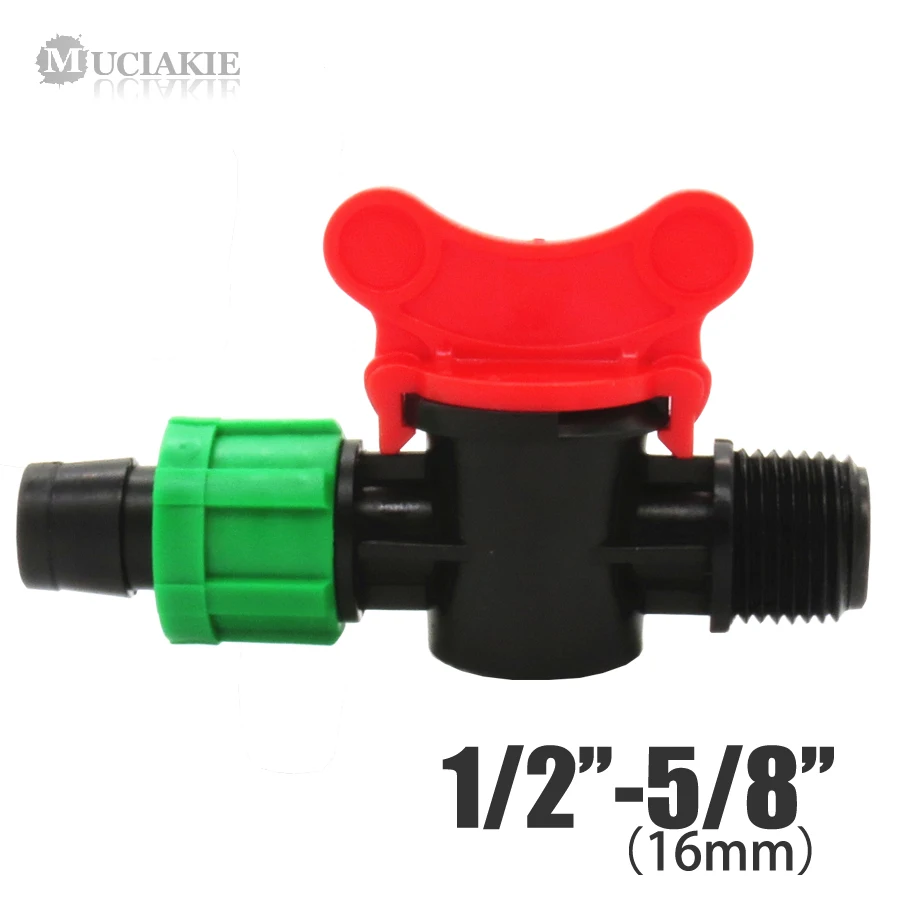 MUCIAKIE 1 шт. 5/8 ''Loc разъем для капельной ленты x 1/2'' папа с красной ручкой