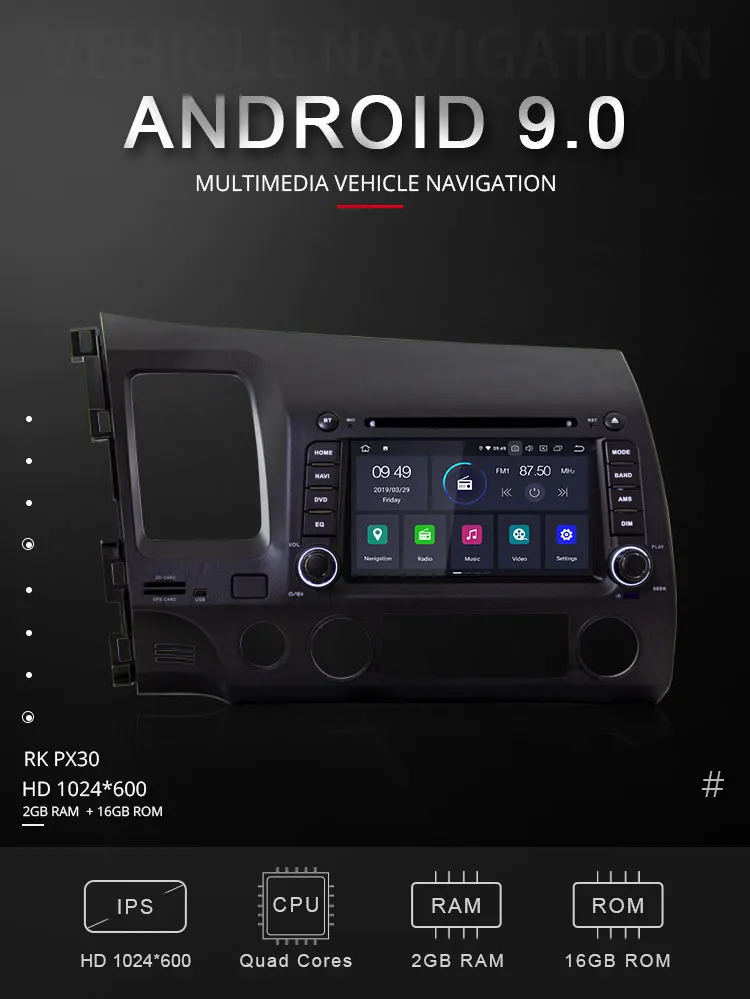 Topsna Android 9,0 автомобильный dvd-плеер для Honda Civic 2005 2006 2007 2008 2009 2010 2011 gps автоаудио 2 din автомагнитола стерео WiFi