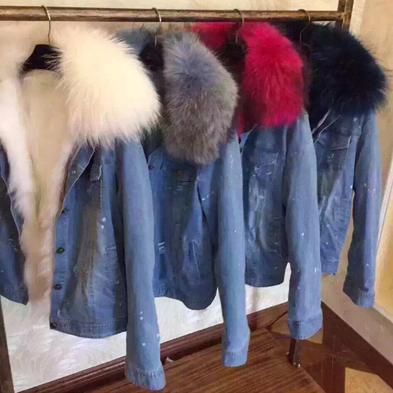 jean jacket with fur inside womens