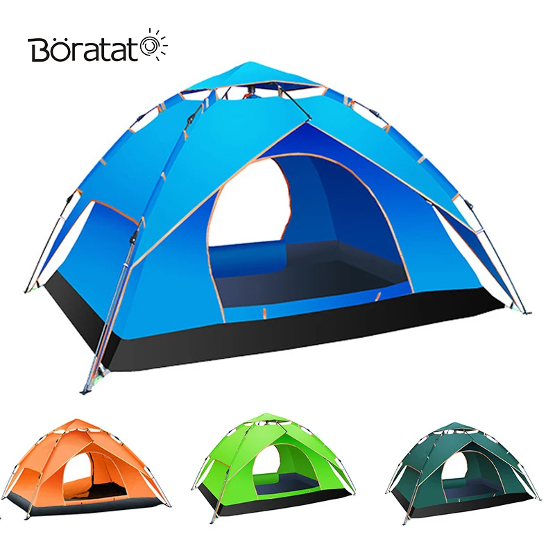 

3-4 Person Automatic Camping Outdoor Tent Windbreak Camping Tent Dual Layer Waterproof Outdoor Hiking Beach Travel Sunshelter