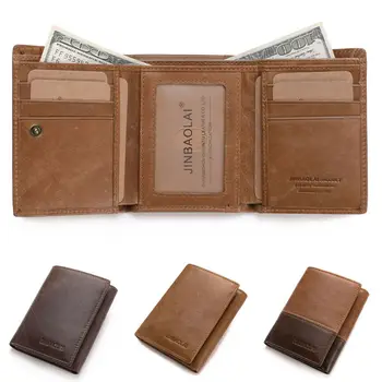 

2019 Newest Hot Men's Leather Wallets Tri-fold ID Card Credit Card Holder Pockets Purse Wallet Billfold Slim Clutch Purse