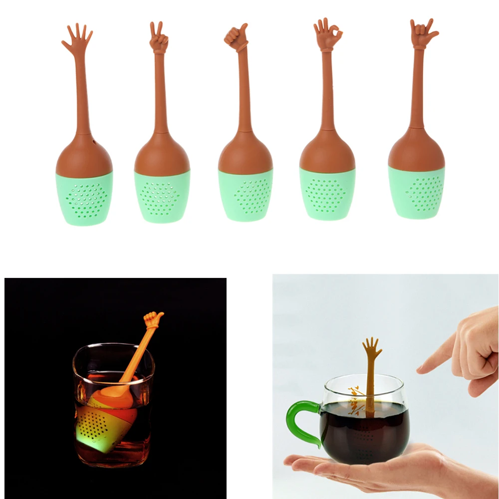 1Pc Creative Hand Gestures Tea Infuser Strainer Silicone Loose Leaf