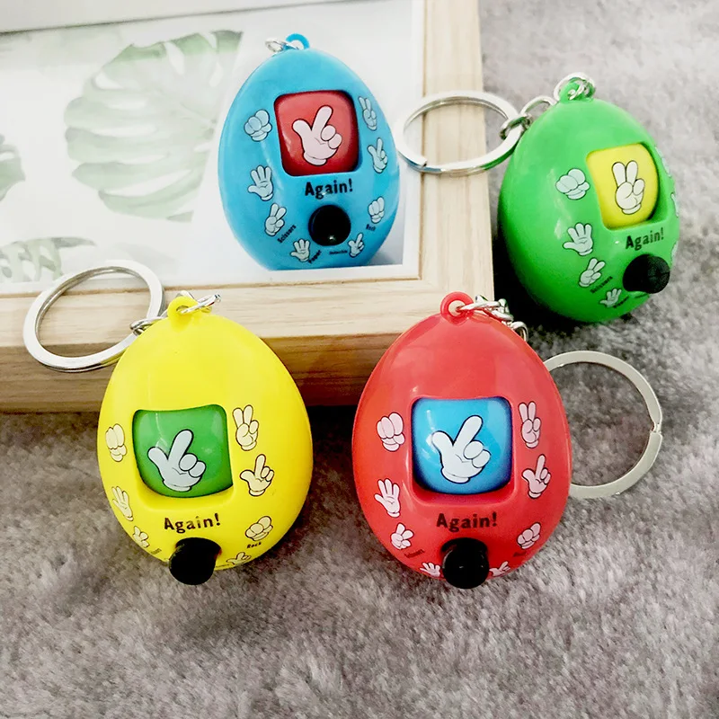 

Mixed Family Mora Games Key chain Rock Paper Scissors Play Toy KeyChains Face Dolls Key chain Round Egg Creative Party Keyring