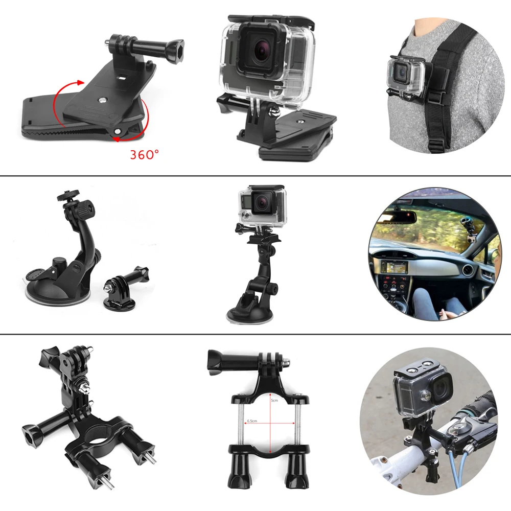 SHOOT Action Camera Accessories for GoPro Hero 6 5 7 SJCAM Xiaomi Yi 4K H9 Go Pro Tripod Holder Monopod Strap Mount for Go Pro 7