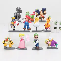 11 шт./компл. Super Mario Bros трек Mario Luigi Йоши гриб Donkey Kong Купа Lakitu Варио жаба с подарочной коробке для детская