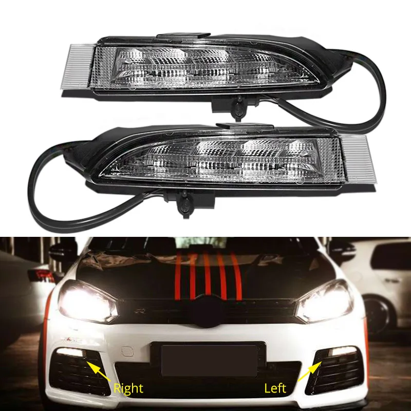 

Fast Shipping Front Bumper LED Fog Light Lamp for VW Golf 6 MK6 R20 2009 2010 2011 2012 2013 Drl Day Time Running Light Adapter