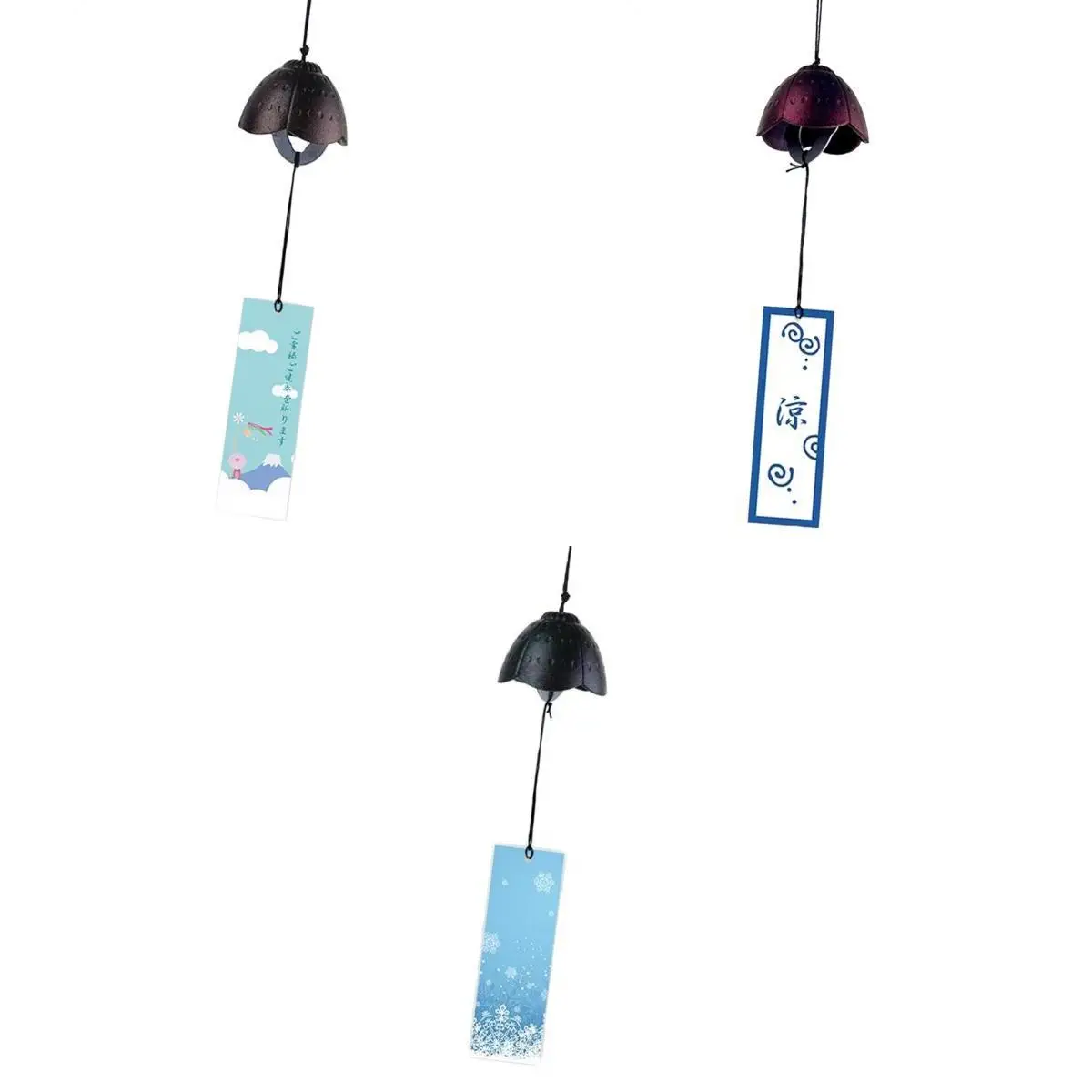 3 Pieces Traditional Japanese Furin Wind Chime Nambu Cast Iron Iwachu Bells