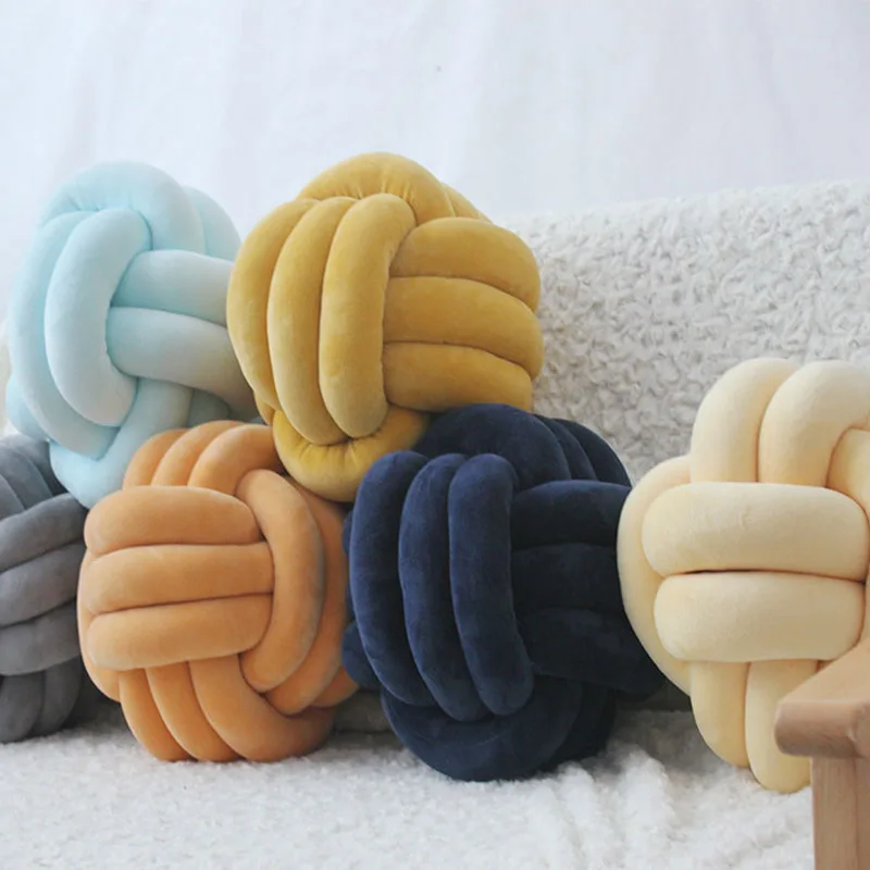 

Pure hand-woven pillow round knotted pillow children's room must-have multi-color optional support wholesale