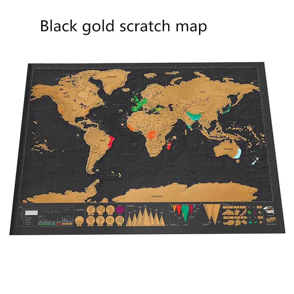 Deluxe Erase Black World Map Scratch off World Map персональные дорожные наклейки на стену