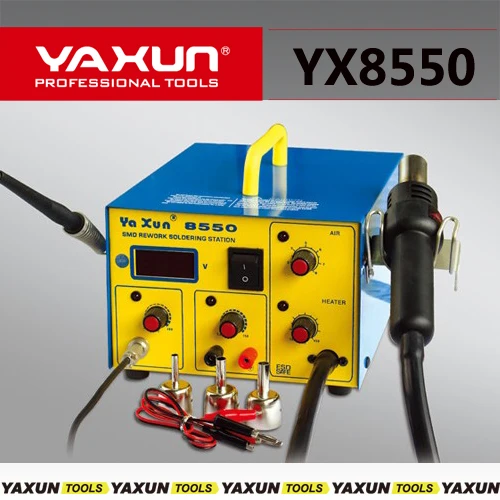 

yaxun 8550 hot air gun and soldering with power supply 3 in 1 SMD rework station high quality soldering Bga rework station