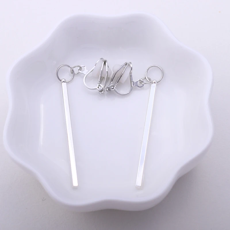 Metal Strip Clip On Earrings Women No Ear Hole Earring Trendy Simple Style Gold-color Geometric ear clip earrings clip earrings