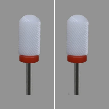 

2pcs White Ceramic Nail Drill Bit - Large Rounded Top Bit - F