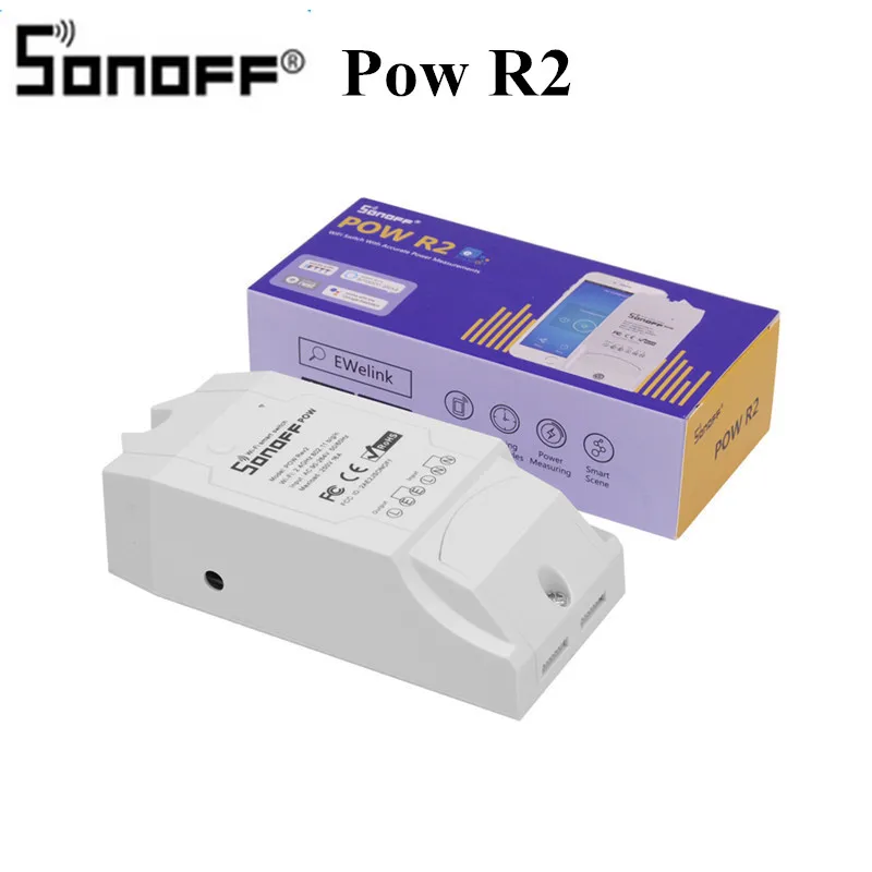 Интеллектуальный выключатель света Sonoff Pow R2 16A Интеллектуальный переключатель Wi-Fi с более высокой контроль точности энергии Применение интеллектное устройство передачи энергии измерительный работает с Google Home