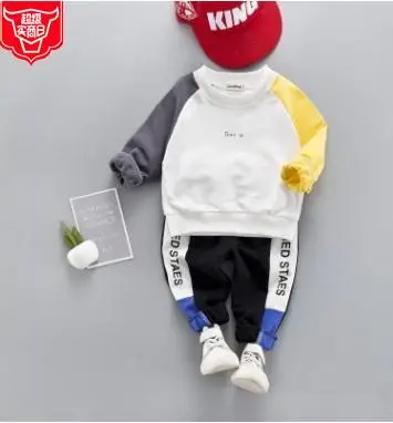 

Cartoon Letter Print Baby Clothes 2019 Spring Boys Girls Sweatshirt Two-piece Set Long-sleeve Children's Sports Suit SY-F191215