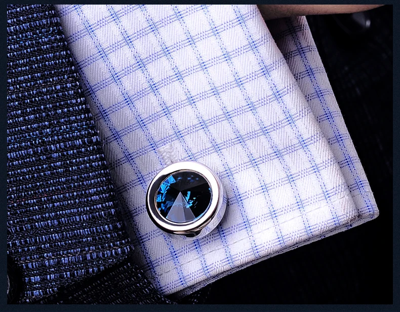 KFLK ювелирные изделия Запонки для рубашек для мужчин бренд Кристалл Запонки Дизайнерские пуговицы французский высокое качество круглый