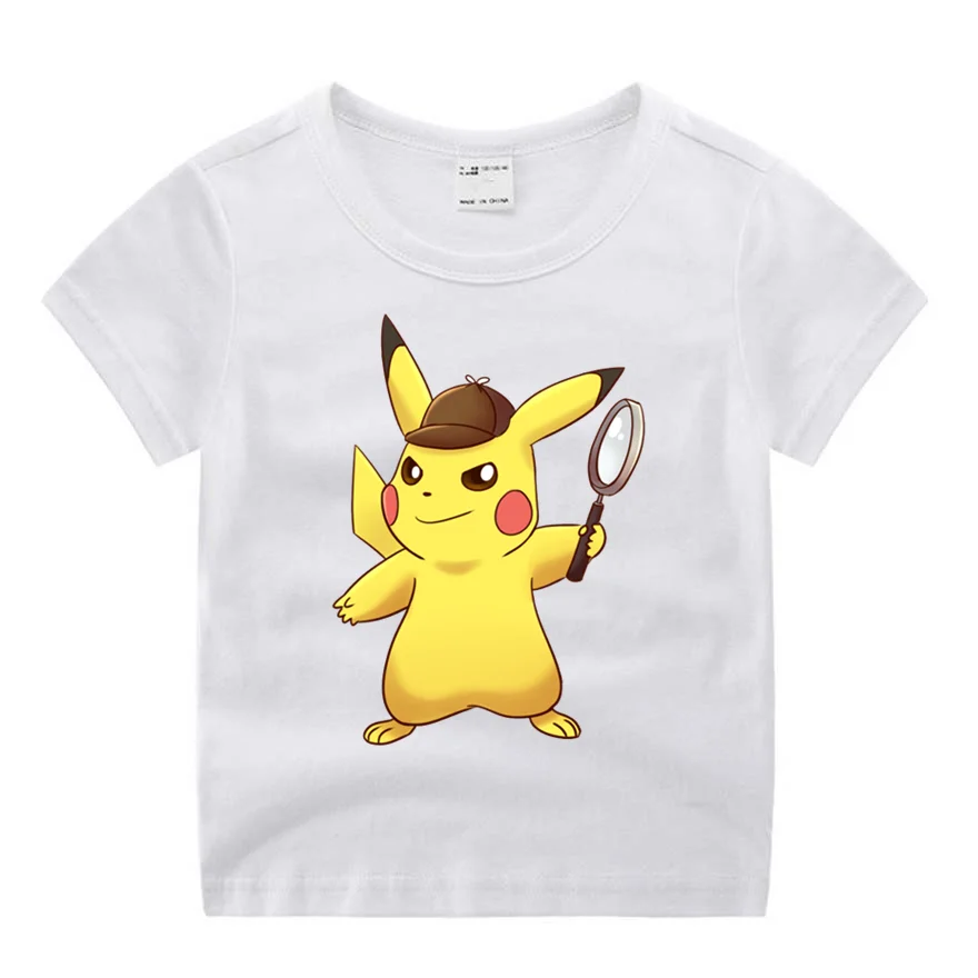 

Baby Boy Clothes Cartoon Movie Pokemon Detective Pikachu Funny Cartoon Print T-shirt Kids Summer O-Neck Tops Boy & Girls Tshirt