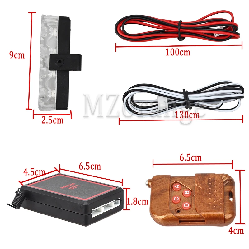 4x4/led 4 in 1 Wireless Remote 12V Strobe Warning light Flashing Firemen Lights Car Truck Light LED DRL Ambulance Police light
