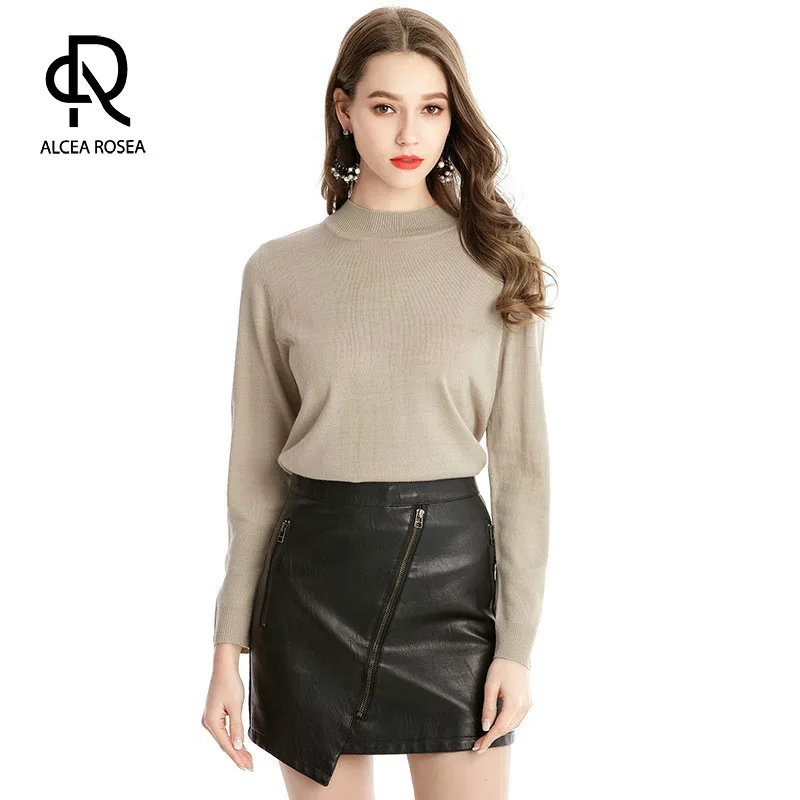 Alcea Rosea Women Sweater Korean Style Knitted Pullovers Slim Soild Color Sweaters O-Neck Long Sleeve Female AR1488 | Женская одежда