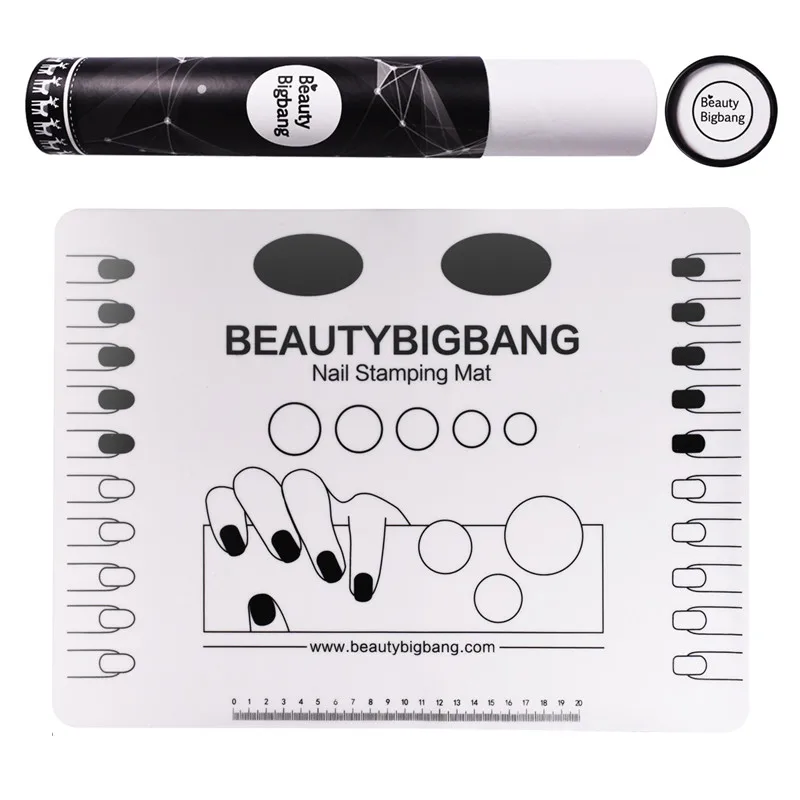 

BeautyBigBang Nail Stamping Mat Clear Silicone Nail Art Plate Color Pat Washable Mat Table Transfer Tools Manicure Tool Set