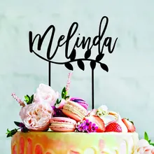 Пользовательское счастливое украшение для именинного торта персонализированное с именем венок Лист Деревянный для торта украшения из акрила торт Топпер поставки