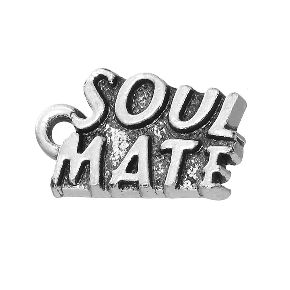 Zinc Alloy Charm For Jewelry Making Word Charms Soulmate Metal Pendants