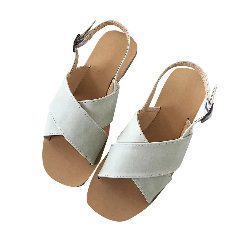 

SAGACE Roman Sandals Women Flat Female Shoes Fashion Cross Buckle Beach Shoes For Ladies Sandal Casual Roman Sandals Ladies Flat