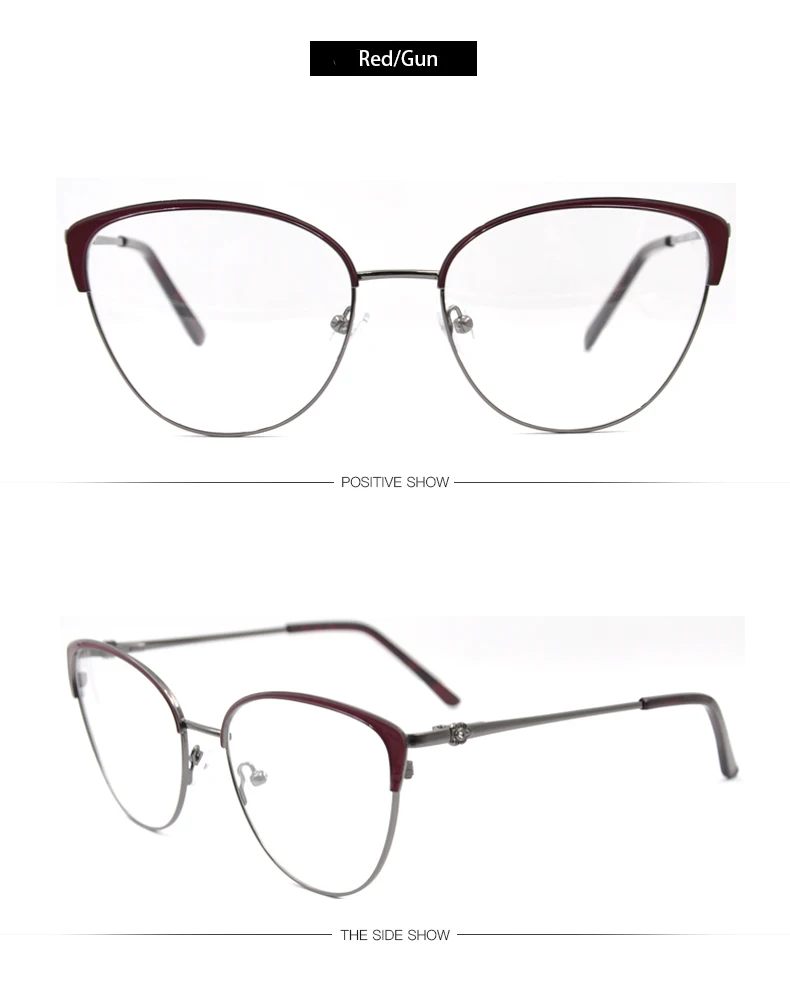 Ladies stylish large frame stainless steel glasses frame retro transparent gold frame eyeglasses