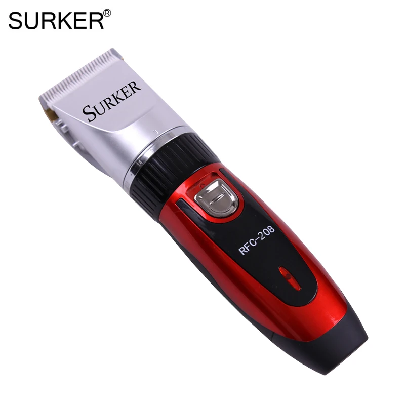 SURKER RFC-208, профессиональная перезаряжаемая машинка для стрижки волос, электрический тихий безопасный триммер для волос с керамическим лезвием, машинка для стрижки волос с европейской вилкой