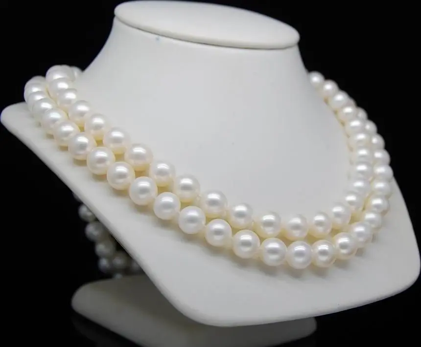 

Free Shipping >>>10-11mm AAA south ses white pearl necklaces 17"&18" 14K Gold Clasp
